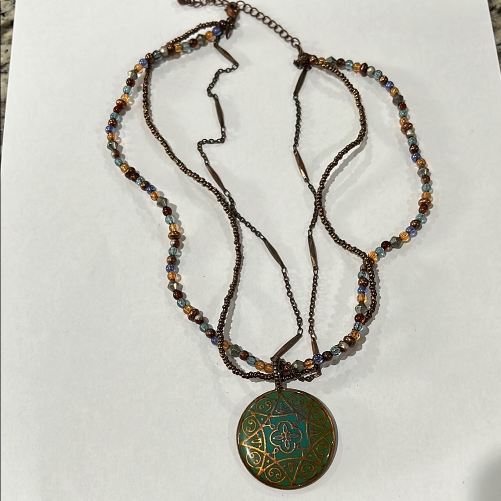 Bohemian Multicolor Pendant Necklace. Avon